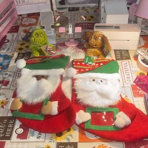 Christmas Santa Stockings with Green and Red Accents